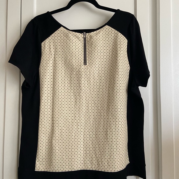 LANE BRYANT Black & Cream Faux Leather Top Size 14/16 - Picture 7 of 10